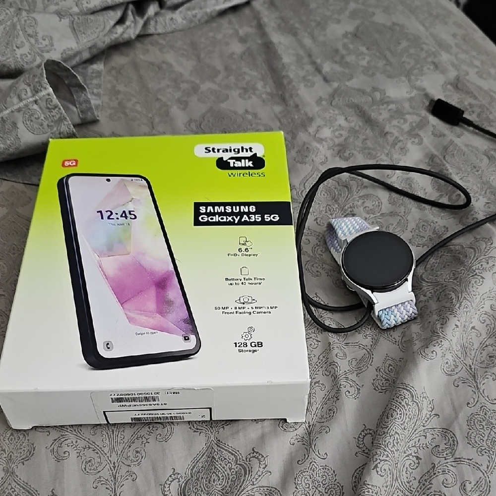 Samsung Black Cell Phone with Accessories Samsung Galaxy Watch 5 44 Mm